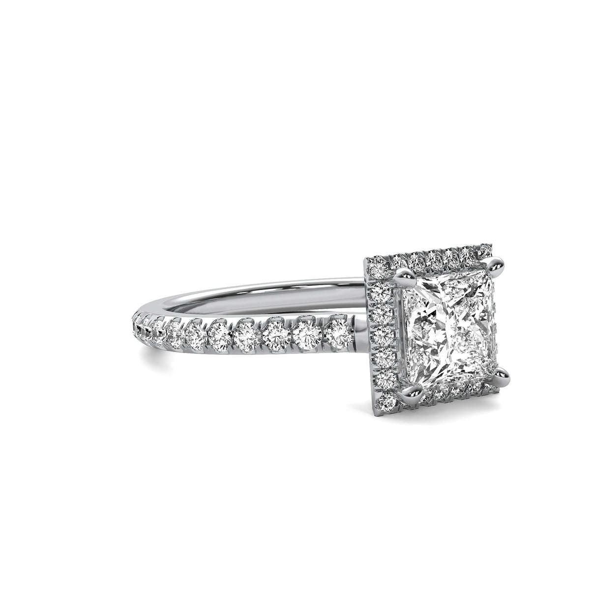 Amelie Halo Accent Princess Diamond Ring
