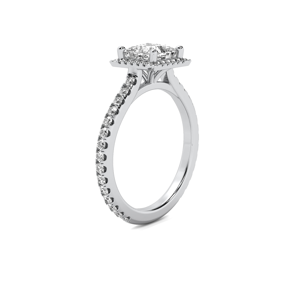 Amelie Halo Accent Princess Diamond Ring