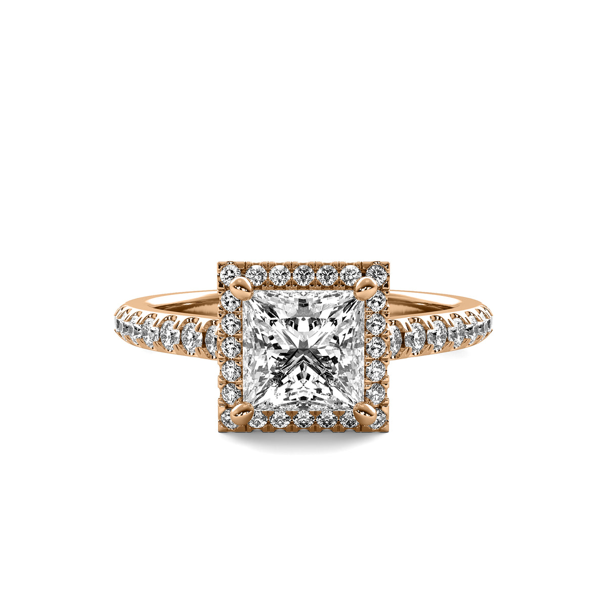 Amelie Halo Accent Princess Diamond Ring