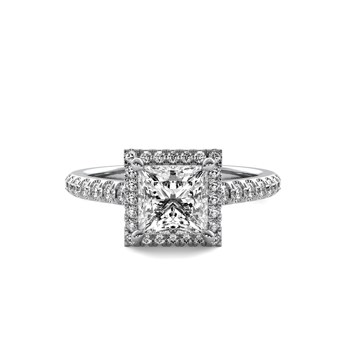 Amelie Halo Accent Princess Diamond Ring