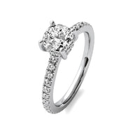 Fiora Cushion Solitaire with Hidden Halo and Accent Stones