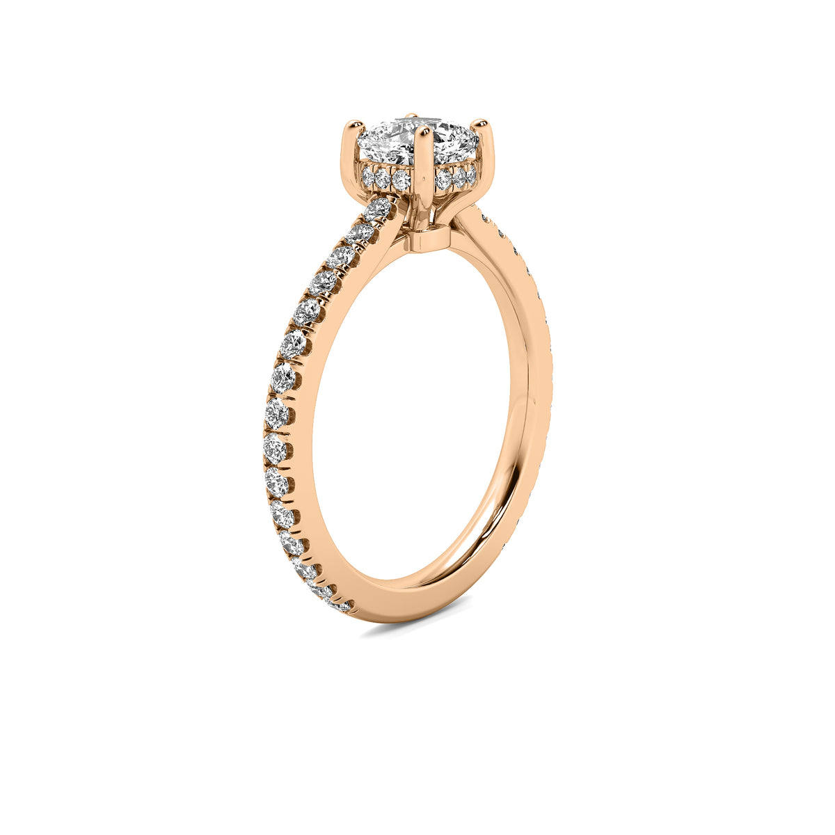 Fiora Cushion Solitaire with Hidden Halo and Accent Stones