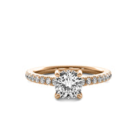 Fiora Cushion Solitaire with Hidden Halo and Accent Stones