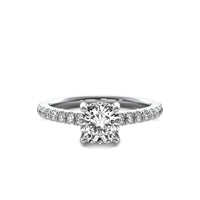 Fiora Cushion Solitaire with Hidden Halo and Accent Stones