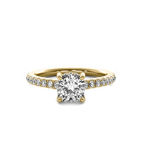 Fiora Cushion Solitaire with Hidden Halo and Accent Stones