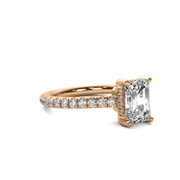 Opaline Emerald Solitaire with Hidden Halo and Accent Stones