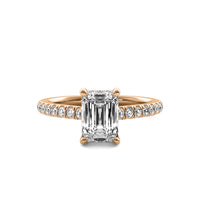 Opaline Emerald Solitaire with Hidden Halo and Accent Stones