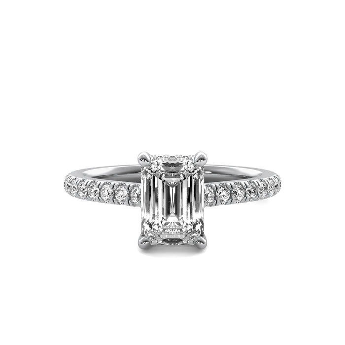 Opaline Emerald Solitaire with Hidden Halo and Accent Stones