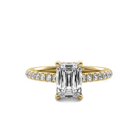 Opaline Emerald Solitaire with Hidden Halo and Accent Stones
