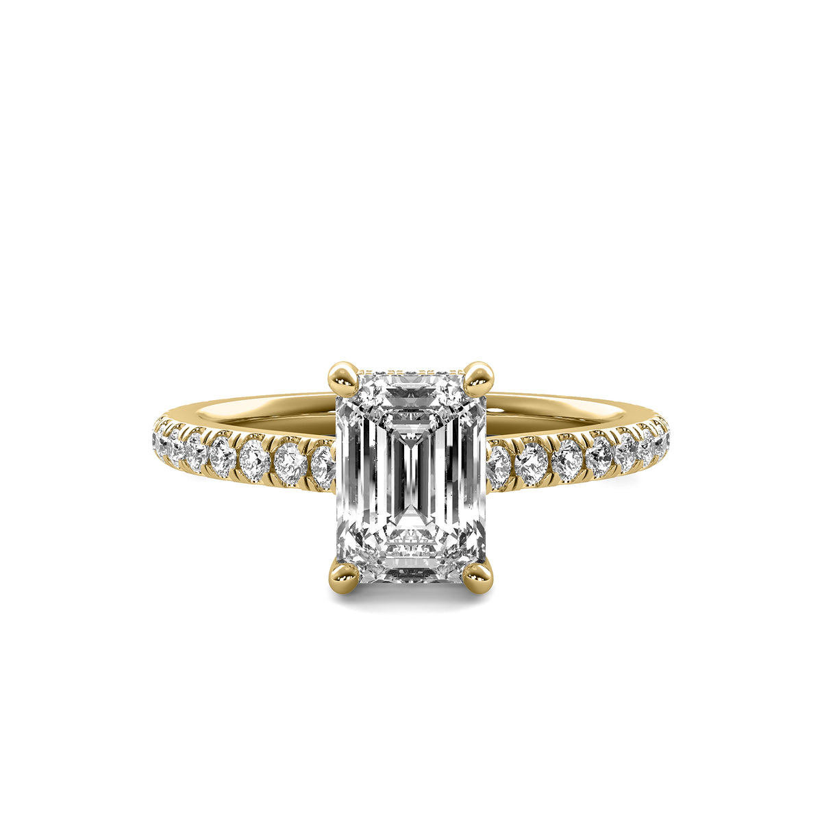 Opaline Emerald Solitaire with Hidden Halo and Accent Stones