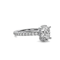 Ines Oval Solitaire with Hidden Halo and Accent Diamonds