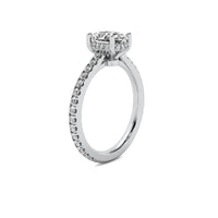Ines Oval Solitaire with Hidden Halo and Accent Diamonds