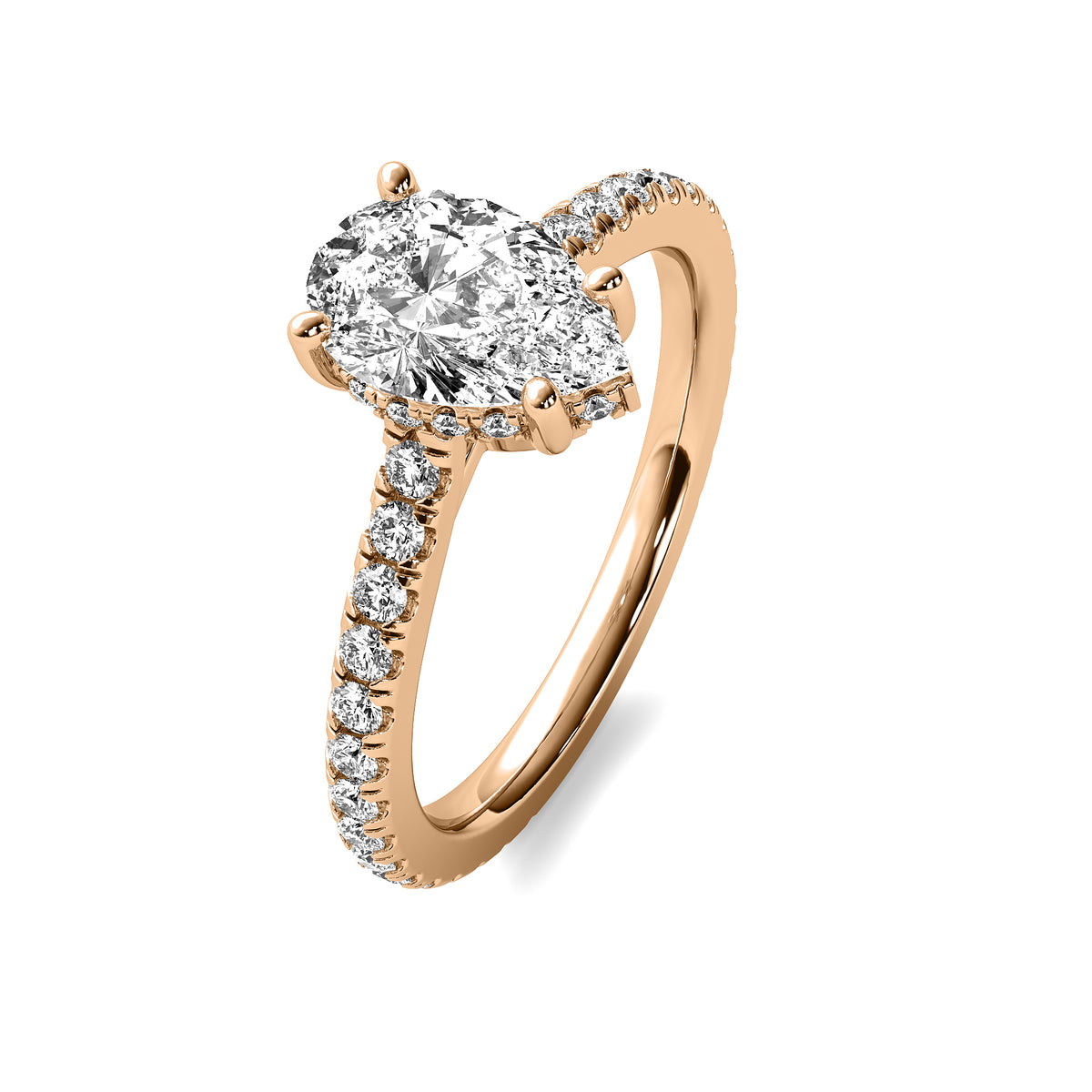Isola Pear Solitaire with Hidden Halo and Accent Stones