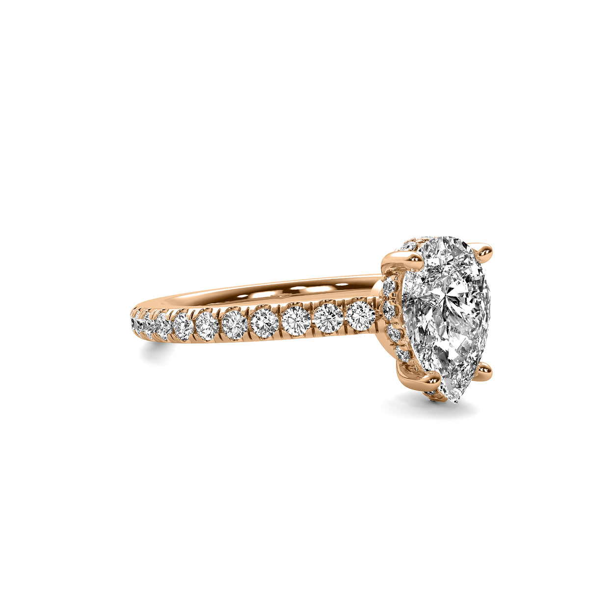 Isola Pear Solitaire with Hidden Halo and Accent Stones