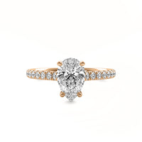 Isola Pear Solitaire with Hidden Halo and Accent Stones