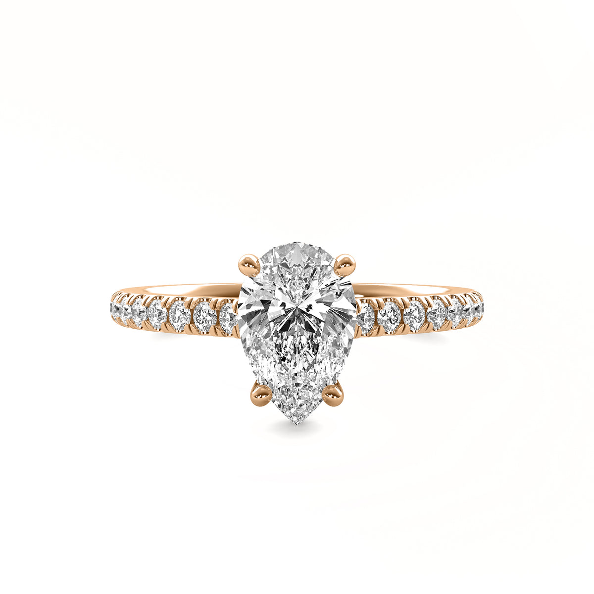 Isola Pear Solitaire with Hidden Halo and Accent Stones