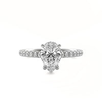 Isola Pear Solitaire with Hidden Halo and Accent Stones