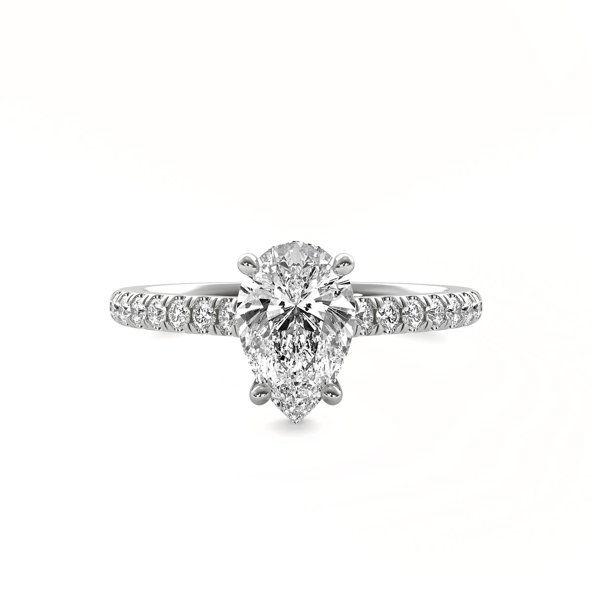 Isola Pear Solitaire with Hidden Halo and Accent Stones