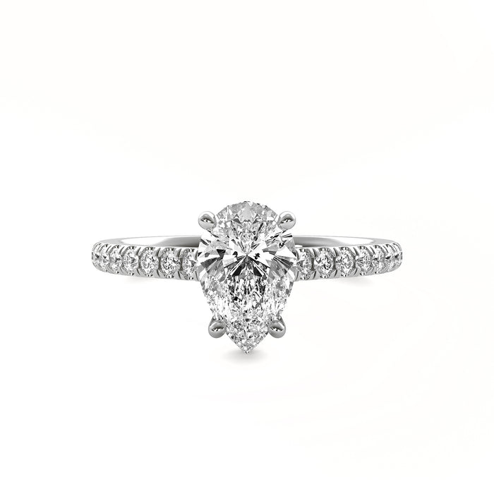 Isola Pear Solitaire with Hidden Halo and Accent Stones