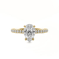 Isola Pear Solitaire with Hidden Halo and Accent Stones