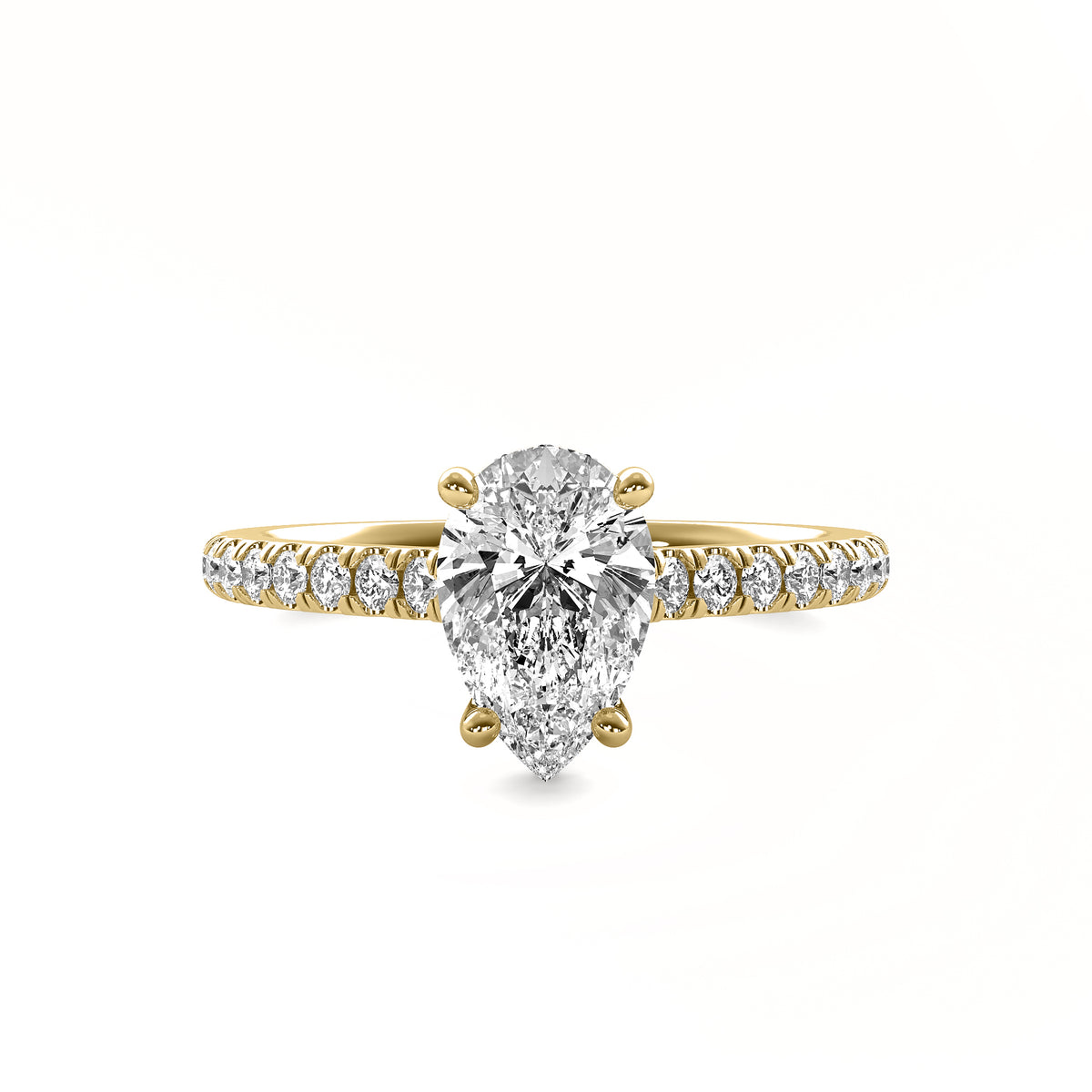 Isola Pear Solitaire with Hidden Halo and Accent Stones