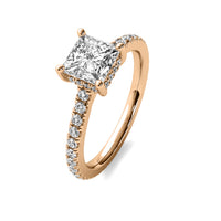 Solene Princess Solitaire with Hidden Halo and Accent Diamonds