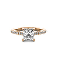 Solene Princess Solitaire with Hidden Halo and Accent Diamonds