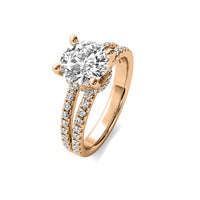 Clementine Round Solitaire with Hidden Halo and Double Accent Diamond Row