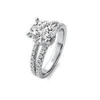 Clementine Round Solitaire with Hidden Halo and Double Accent Diamond Row