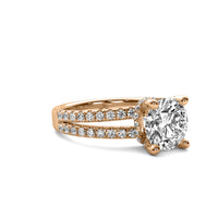 Clementine Round Solitaire with Hidden Halo and Double Accent Diamond Row