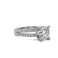 Clementine Round Solitaire with Hidden Halo and Double Accent Diamond Row