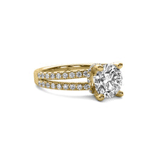 Clementine Round Solitaire with Hidden Halo and Double Accent Diamond Row