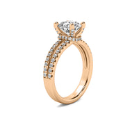 Clementine Round Solitaire with Hidden Halo and Double Accent Diamond Row