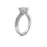 Clementine Round Solitaire with Hidden Halo and Double Accent Diamond Row