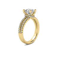 Clementine Round Solitaire with Hidden Halo and Double Accent Diamond Row