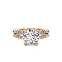 Clementine Round Solitaire with Hidden Halo and Double Accent Diamond Row
