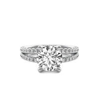 Clementine Round Solitaire with Hidden Halo and Double Accent Diamond Row