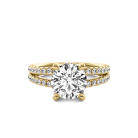 Clementine Round Solitaire with Hidden Halo and Double Accent Diamond Row