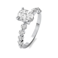 Soraya Oval Solitaire with Hidden Halo and Half Round Accent Stones