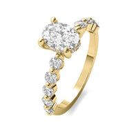 Soraya Oval Solitaire with Hidden Halo and Half Round Accent Stones
