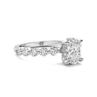 Soraya Oval Solitaire with Hidden Halo and Half Round Accent Stones