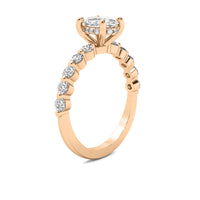 Soraya Oval Solitaire with Hidden Halo and Half Round Accent Stones