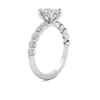 Soraya Oval Solitaire with Hidden Halo and Half Round Accent Stones