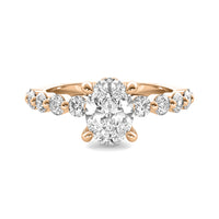 Soraya Oval Solitaire with Hidden Halo and Half Round Accent Stones