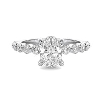 Soraya Oval Solitaire with Hidden Halo and Half Round Accent Stones