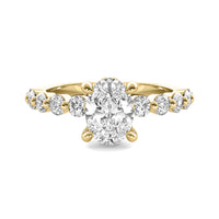 Soraya Oval Solitaire with Hidden Halo and Half Round Accent Stones