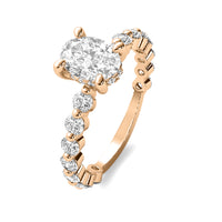 Soraya Oval Solitaire with Hidden Halo and Full Round Accent Stones