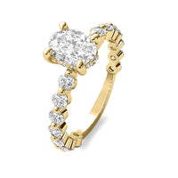Soraya Oval Solitaire with Hidden Halo and Full Round Accent Stones