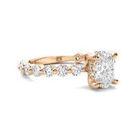 Soraya Oval Solitaire with Hidden Halo and Full Round Accent Stones