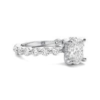 Soraya Oval Solitaire with Hidden Halo and Full Round Accent Stones